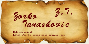 Zorko Tanasković vizit kartica